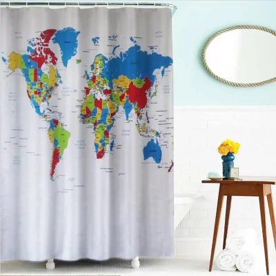 Weltkarte bedruckter individueller Polyester-Duschvorhang