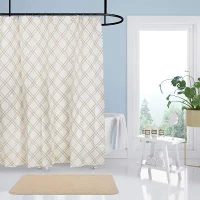 Moderner, einfacher Badezimmer-Duschvorhang im Gitterstil aus 100 % Polyester für die Inneneinrichtung