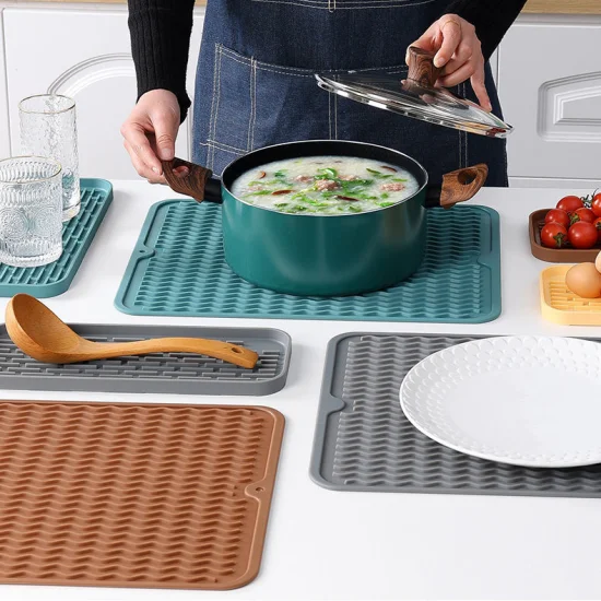 Neue Küchen-Silikon-Abtropfmatte, langlebige Silikon-Teller-Pad-Matte