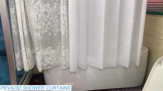 Hochwertiger, leichter, transparenter Duschvorhang aus rosafarbenem Kunststoff für das Badezimmer, individuell bedruckter 3D-Duschvorhang aus PVC und PEVA
