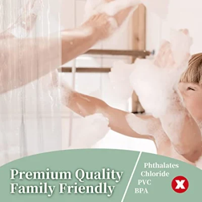 Badezimmerzubehör, Kunststoff, transparent, Premium-PEVA-Duschvorhangeinlage