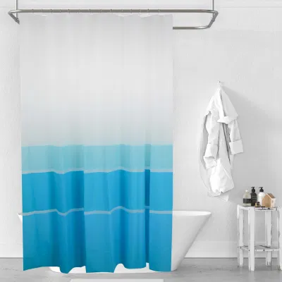Maßgeschneiderter Badezimmer-Duschvorhang aus Kunststoff mit dreifarbigen Streifen